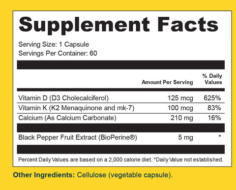 IM D3 K2 Balance with Calcium & BioPerine® for Max Absorption | Bone, Heart & Immune Support | 60 Veggie Capsules | Daily Wellness Supplement