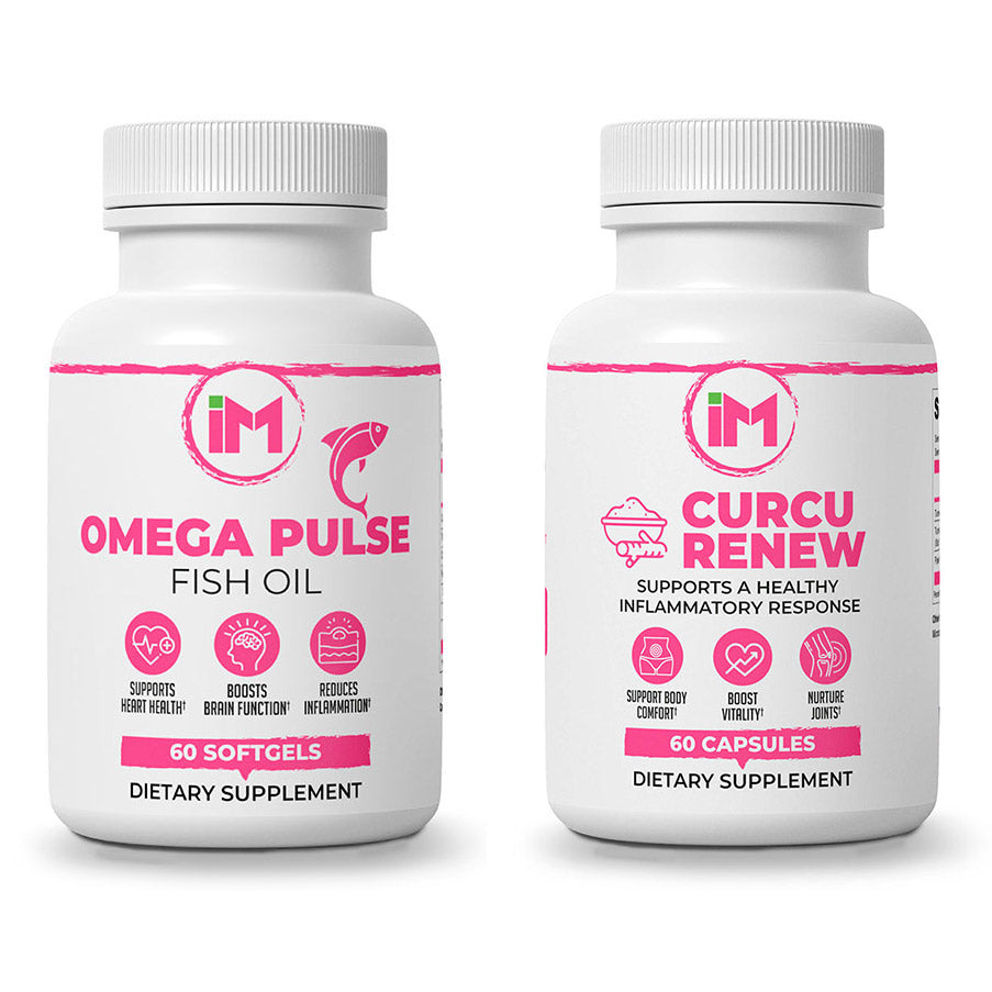 IM Golden Vitality Pack - IM Omega Pulse & IM CurcuRenew - Omega-3 Fatty Acids Fish Oil EPA & DHA - Turmeric Curcumin Supplement with BioPerine - Joint Support & Heart Health