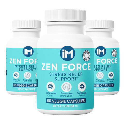 IM Zen Force - 3 Bottles | Calm, Relaxation & Focus Support | Organic Ashwagandha & Black Pepper Extract | 60 Veggie Capsules | Natural Daily Wellness Supplement (Copy) (Copy)