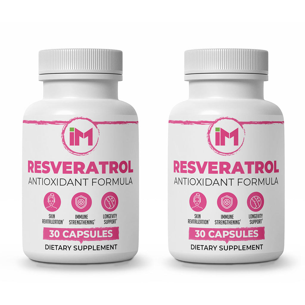IM Resveratrol - 2 Bottles - Antioxidant Formula with Magnesium & Lemongrass for Healthy Fitness and Beauty - Supplement