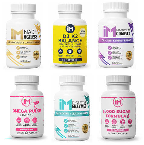 Daily Essentials Pack (6 Products) | Energy, Digestion & Vitality Support | Omega, D3, Magnesium, Enzymes, NMN & Metabolic Balance Stack