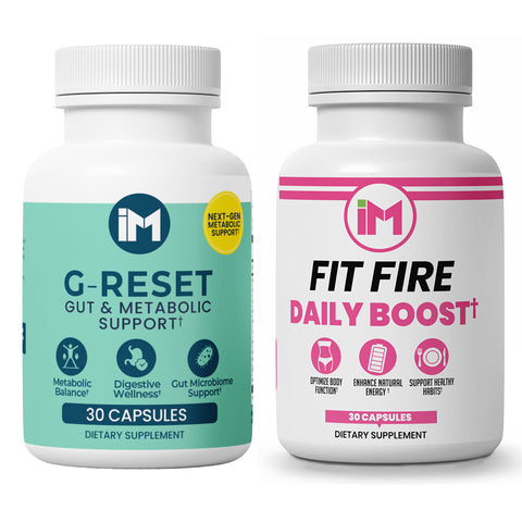 IM G-Fire Pack - IM G-Reset & IM Fit Fire | Gut & Metabolic Support | Probiotics Akkermansia & Bifidobacterium Breve - Green Tea Leaf Extract, Apple Cider Vinegar, Berberine HCL