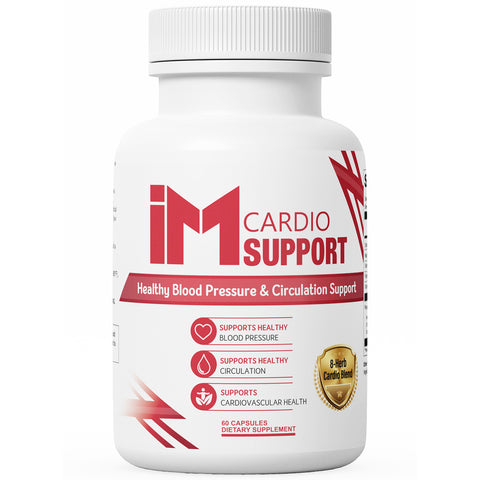 IM Cardio Support | Blood Pressure & Circulation Support | 8-Herb Formula with Hawthorn, Garlic & Hibiscus | 60 Capsules