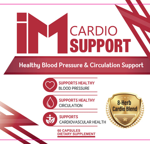 IM Cardio Support | Blood Pressure & Circulation Support | 8-Herb Formula with Hawthorn, Garlic & Hibiscus | 60 Capsules