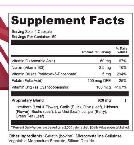 IM Cardio Support | Blood Pressure & Circulation Support | 8-Herb Formula with Hawthorn, Garlic & Hibiscus | 60 Capsules