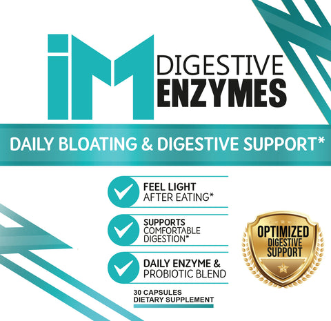 IM Digestive Enzymes | Digestive Comfort & Bloating Support | Multi-Enzyme + Probiotic Formula | Daily Capsules
