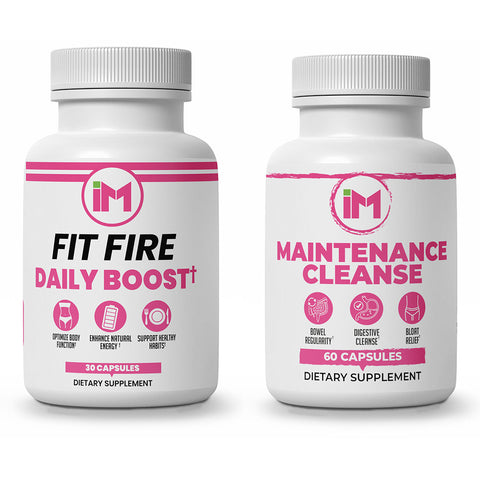 IM Fit Cleanse Pack - IM Fit Fire & IM Maintenance Cleanse for Healthy Digestion - Green Tea Leaf Extract, Apple Cider Vinegar, Berberine HCL, Ginger Root - Fitness Supplement