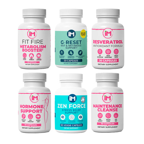 IM Six Pack | 6 Daily Wellness Essentials | Gut Balance, Hormonal Harmony, Energy & Cellular Support | Natural Supplement Bundle