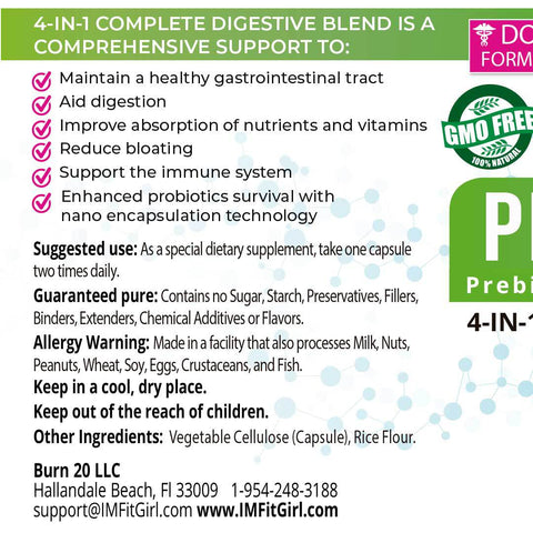 IM Probiotics, Prebiotics, Enzymes & Cordyceps 4-in-1 Complete Digestive Blend - 3 Bottles