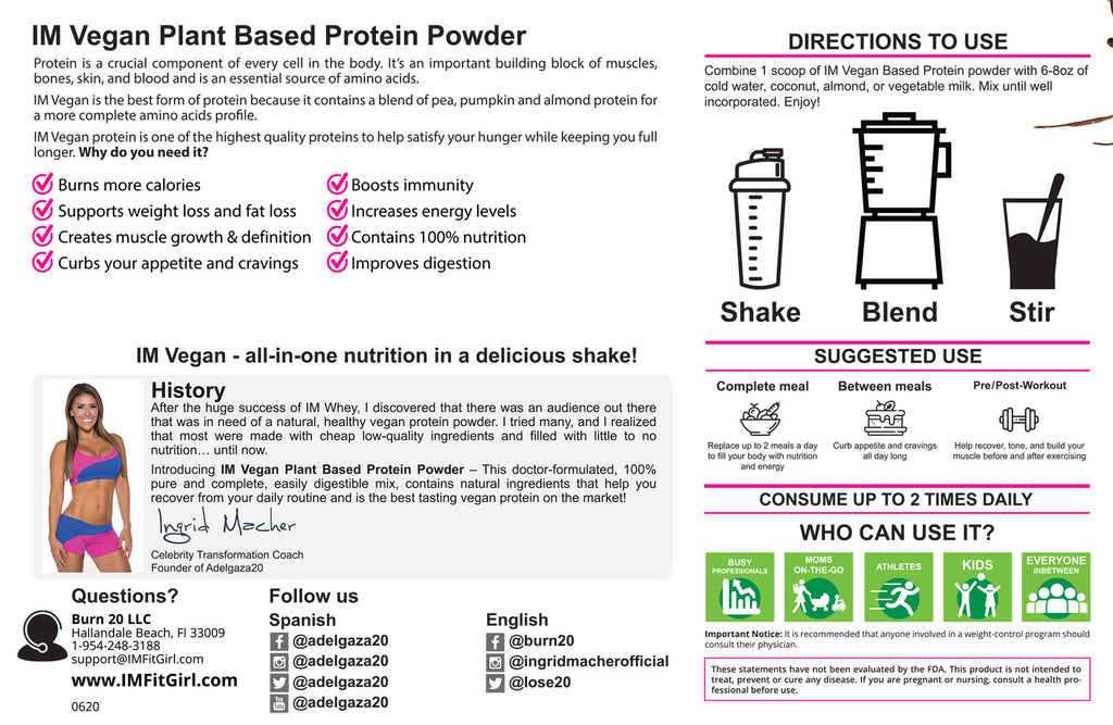 IM Vegan Plant Based Protein Powder - 2 Bottles - OTO