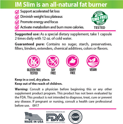 IM Slim Fat Burner & Appetite Suppresant - 3 Bottles OTO